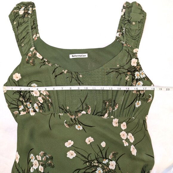 NWT Reformation | Green Floral Demy Midi Dress "Lomita" | Size XL - Picture 11 of 13
